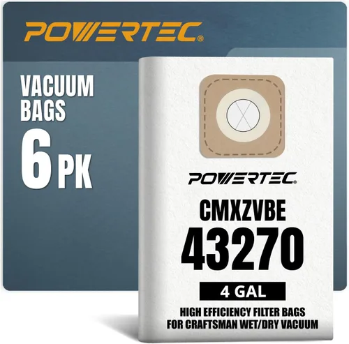 Vista 9 de POWERTEC 38735 Shop Vac Bags for Craftsman - Bolsas para aspiradora en húmedo y seco de 12 galones, 12 galones (12 galones). Compra bolsas de vacío