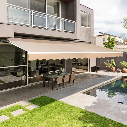 Vista 6 de AECOJOY Toldo Retráctil para Patio de 8.2'×6.5' Sombra Solar Cubierta de Toldo Dosel para Patio Exterior Sunsetter Toldos de Terraza con Manivela