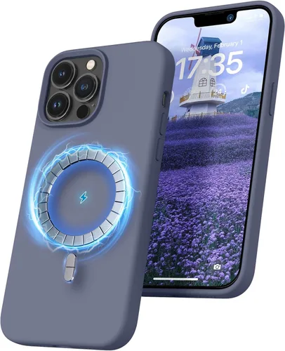 Vista 14 de RIZUS - Funda de silicona magnética para iPhone 13 Pro Max [compatible con MagSafe], funda delgada con forro de microfibra antiarañazos, a prueba