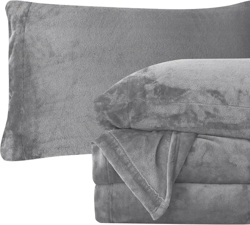 Vista 38 de Elegant Comfort - Juego de sábanas de franela de terciopelo de lujosamente suave de 4 piezas para las fiestas - Calidad premium - Juego de sábanas