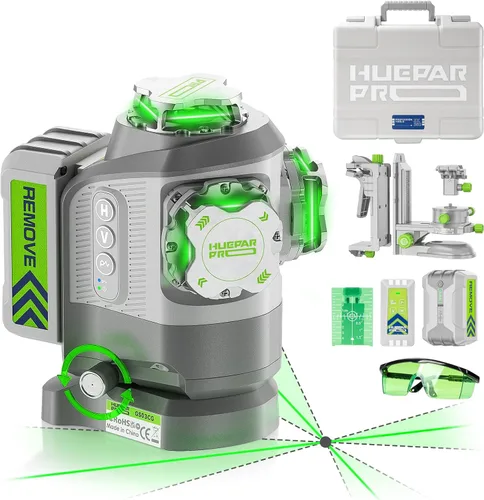 Vista 10 de Huepar Pro Kit de nivel láser para exteriores con receptor, largo alcance