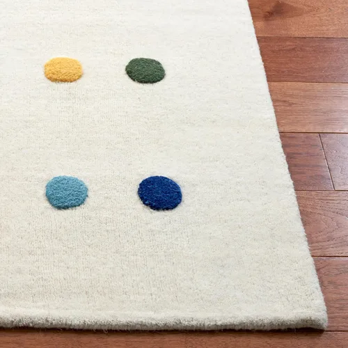Vista 4 de SAFAVIEH Colección Kids - Alfombra de pasillo de 2 pies 3 pulgadas x 6 pies, marfil, lana de lunares hecha a mano, ideal para zonas de alto tráfico