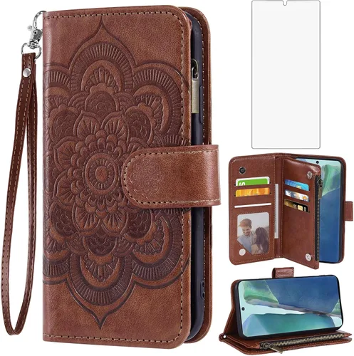 Vista 9 de Asuwish Funda de teléfono para Samsung Galaxy Note 20 Glaxay Note20 5G con protector de pantalla de vidrio templado y soporte para tarjeta de Azul