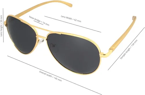 Vista 5 de JS Premium Ultra Sleek Military Style Sports Aviator Sunglasses Polarized 100 UV Protection Large Frame