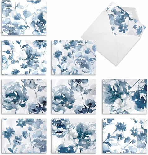 Vista 11 de The Best Card Company – 10 tarjetas en fondo blanco con flores, en caja (4 x 5.12 pulgadas) – Juego de tarjetas florales surtidas