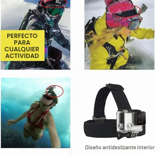 Vista 5 de Soporte de correa para la cabeza para todas las cámaras GoPro Hero + un paño de microfibra eCostConnection