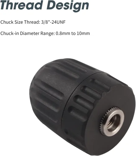 Vista 5 de Portabrocas de 0.031-0.394 in sin llave con adaptador de mandril hexagonal de 1/4 pulgadas, herramienta de conversión profesional de liberación
