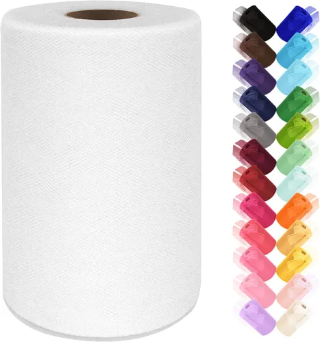 Vista 24 de Rollo de tela de tul de 6 pulgadas por 100 yardas (300 pies) cinta de tul malla transparente para bricolaje, falda tutú, envoltura de regalos, boda