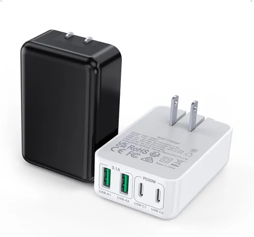 Vista 11 de [Paquete de 2] Cargador de pared plano multipuerto USB-C de 40 W, bloque