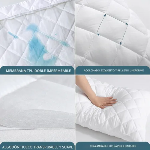 Vista 3 de UNILIBRA - Protector de almohada impermeable acolchado tamaño estándar (21 x 27 pulgadas)