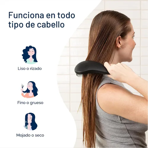 Vista 4 de Crave Naturals, Cepillo Desenredarte Deslizante para Resultados Definitivos, Niños y Adultos, Uso como Peine o Cepillo para Cabello, Color Negro