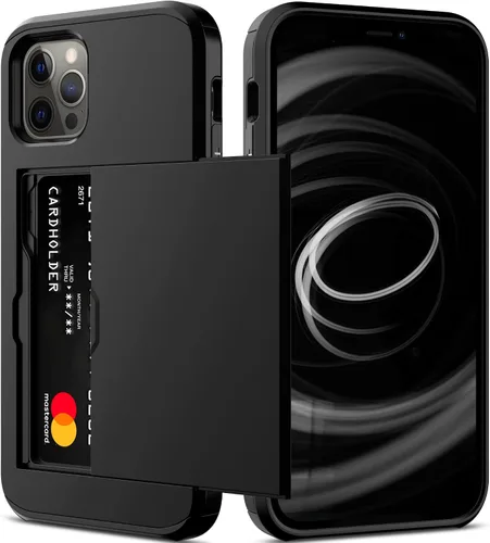 Vista 10 de Nvollnoe Funda para iPhone 11 con tarjetero resistente de protección de doble capa a prueba de golpes, ranura para tarjetas oculta, funda delgada