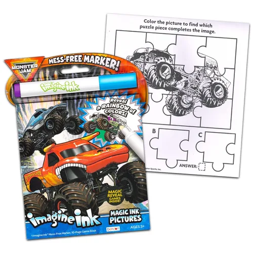 Vista 4 de Monster Jam Ultimate Coloring Book Set for Kids Activity Bundle with Monster Jam Imagine Ink, Mini Coloring Book, 100+ Stickers, Door Hanger and