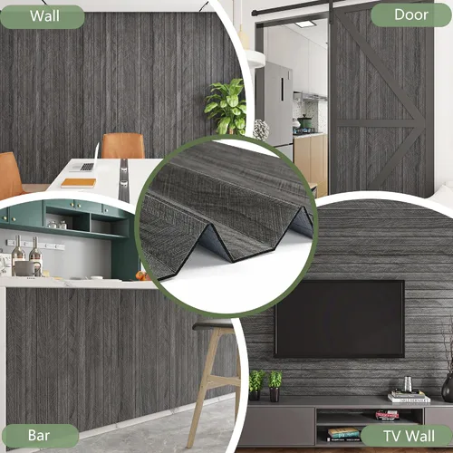 Vista 3 de ReWallpaper Paneles acústicos de color negro carbón para despegar y pegar, paneles de pared de listones absorbentes de sonido, paneles de pared