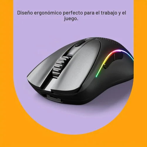 Vista 2 de Glorious Gaming - Mouse ergonómico inalámbrico modelo D 2, superligero 2.33 oz, hasta 210 horas de duración de la batería, sensor óptico de 26 K, 6