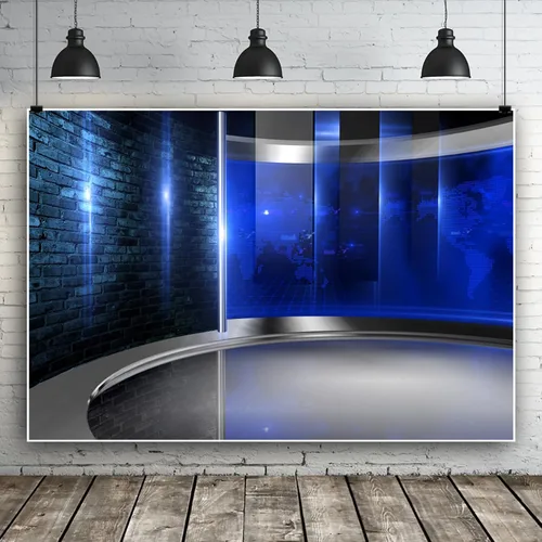 Vista 3 de Fondo de estudio de 5 x 3 pies para videoconferencia, pantalla de transmisión de noticias, entrevista, programa de previsión meteorológica, fondo