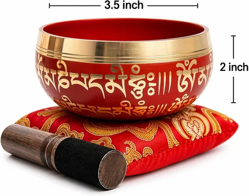 Vista 2 de Juego de cuencos tibetanos cantadores - Fácil de tocar para principiantes - Auténtico y elaborado a mano para meditación de atención plena, sonido