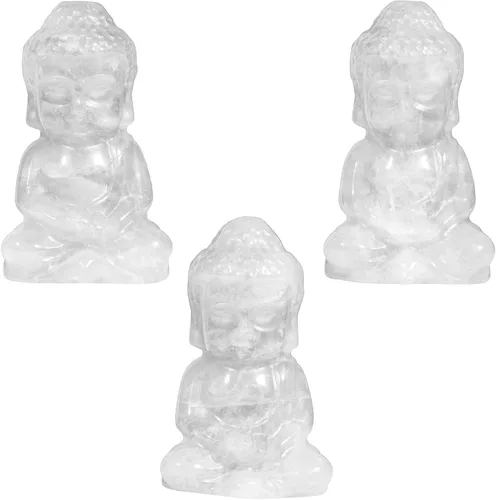 Vista 5 de TUMBEELLUWA Estatua de Buda de bebé de piedra de cristal sentado de 2 pulgadas para decoración de Feng Shui, piedra natural, portátil, figura