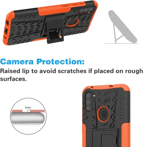 Vista 4 de Asuwish Funda de teléfono para Samsung Galaxy A11/M11 con protector de pantalla de vidrio templado y soporte delgado, funda protectora híbrida