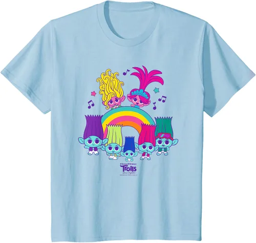 Vista 7 de Camiseta DreamWorks Trolls Band Together BroZone Poppy Viva Rainbow Negro