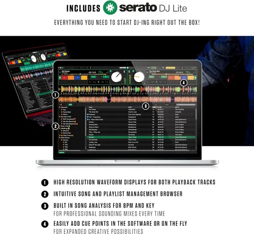 Vista 4 de Numark Mixtrack Pro FX Controlador Serato DJ con 2 cubiertas, mezclador, palas de efectos e interfaz de audio