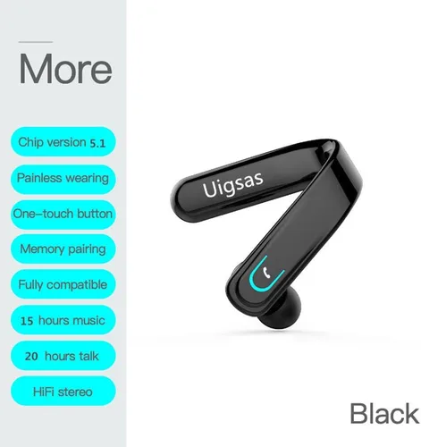 Vista 3 de Uigsas Auriculares Bluetooth, auriculares inalámbricos Bluetooth manos libres con micrófono auriculares 15 horas de trabajo para teléfonos celulares