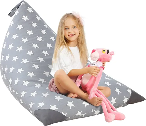 Vista 16 de Aubliss - Sillón puf para almacenamiento de animales de peluche, adecuado para niños, niñas y adultos, sólo incluye la funda de puf, con cremallera