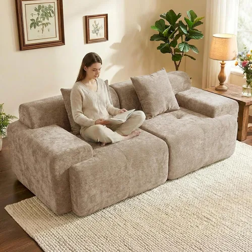 Vista 15 de Sofá modular de 84 pulgadas, sofá sin hueso de asiento profundo de Beige