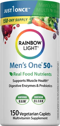 Vista 7 de Rainbow Light Mens Multivitamin One + para mayores de 50 60 Comprimidos Apoya la salud muscular con vitaminas C, D y zinc Nutrientes