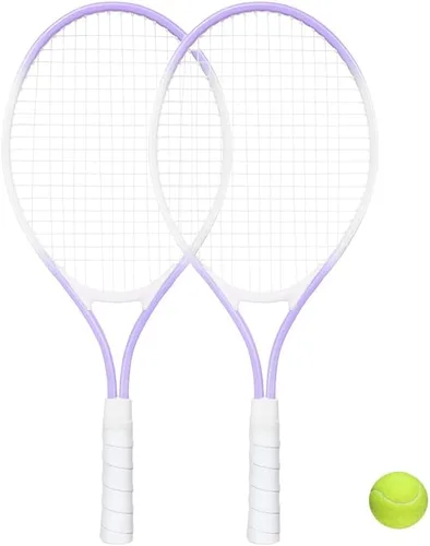 Vista 4 de Raqueta de tenis infantil para 2 jugadores, adecuada para principiantes, raqueta ligera de 27 pulgadas para niños, adecuada para niños y niñas