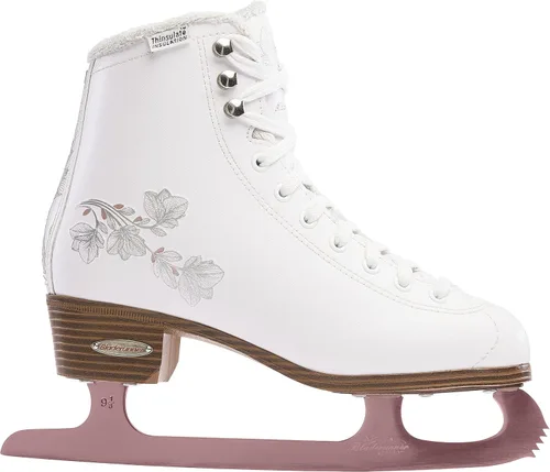 Vista 2 de Rollerblade Bladerunner Ice Diva - Patines artísticos para mujer, color blanco y oro rosa, patines de hielo