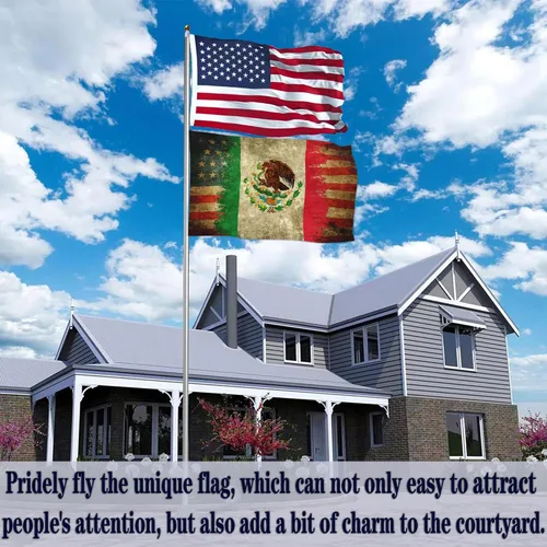 Vista 3 de NASIAN Bandera de México, banderas mexicano-americanas para exteriores, 3 x 5, doble cara, México, Estados Unidos, bandera de la amistad, bandera