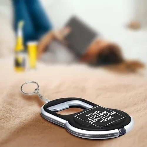 Vista 8 de DISCOUNT PROMOS Abrebotellas personalizado y llaveros LED, juego de 10/50/100, paquete personalizado a granel, perfecto para ferias, recuerdos