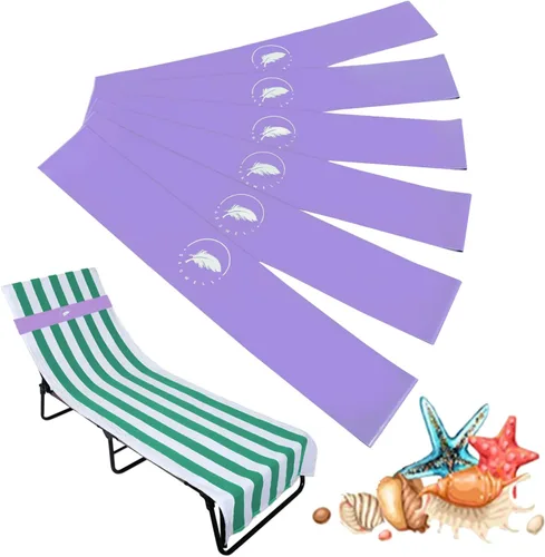 Vista 9 de Bandas de toalla (paquete de 6) - Clips elásticos para toallas de playa y crucero para sillas de playa, piscina, salón, portadores de toallas