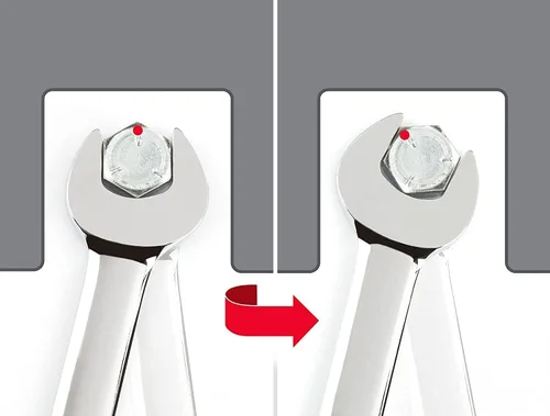 Vista 4 de WEDO Llave combinada llave inglesa de acero inoxidable, caja de doble extremo de 12 puntos, extremo abierto 0.236 in, desplazamiento de 15 grados