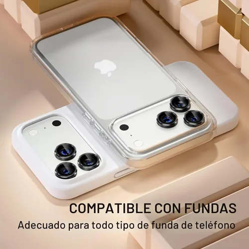 Vista 5 de Misea Protector de lente de cámara compatible con el teléfono 17 Pro/Phone 17 Pro Max, protector de lente de cámara de vidrio templado Ultra-HD Negro