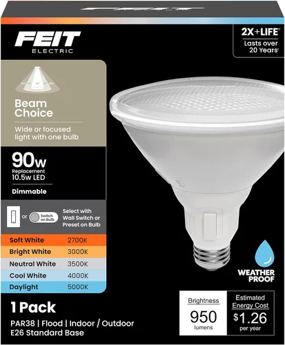 Vista 12 de Feit Electric Luz reflectora LED PAR38, 90W Eq, blanco brillante, base E26