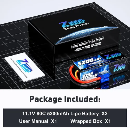 Vista 11 de Zeee Batería Lipo de 11.1V 80C 5200mAh 3S con conector EC5 (2 paquetes)