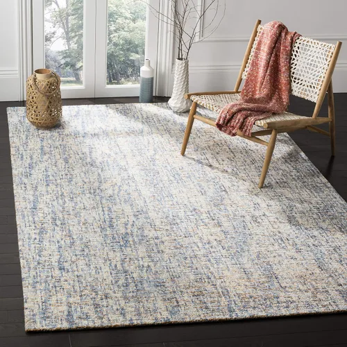 Vista 108 de SAFAVIEH Abstract Collection - Alfombra decorativa, 2 x 3 pies, color negro y marfil, lana hecha a mano, ideal para zonas de alto tráfico