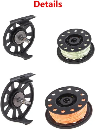 Vista 4 de Carrete de pesca con mosca, GLA 5/6WT carrete de pesca de plástico ABS con línea de pesca de nailon para agua dulce y salada, regalo de pescadores