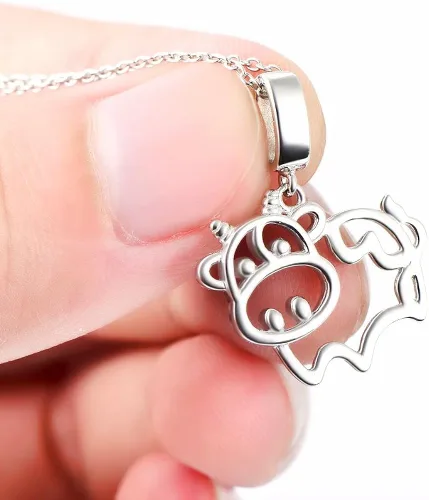 Vista 5 de DAOCHONG Collar con colgante de animal en corazón de plata esterlina S925 de 18 pulgadas