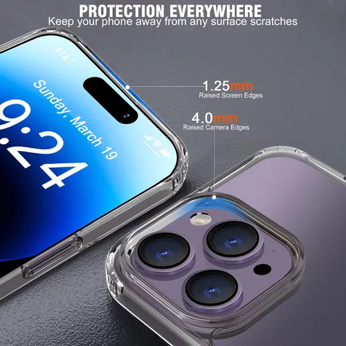 Vista 3 de Funda para iPhone 14 Pro de 6.1 pulgadas – Fuerte magnético para iPhone 14 Pro transparente, antiamarilleamiento, soporte compatible con MagSafe