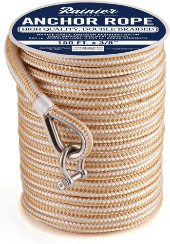 Vista 17 de RainierSupplyCo Cuerda de anclaje para barco - Línea de anclaje de cuerda marina trenzada doble - 100/150 / 200/300 pies de línea de navegación