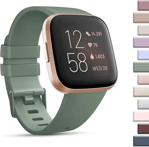 Vista 23 de Paquete de 8 correas deportivas compatibles con Fitbit Versa 2, correas de repuesto clásicas de silicona suave para reloj inteligente Fitbit Versa 2