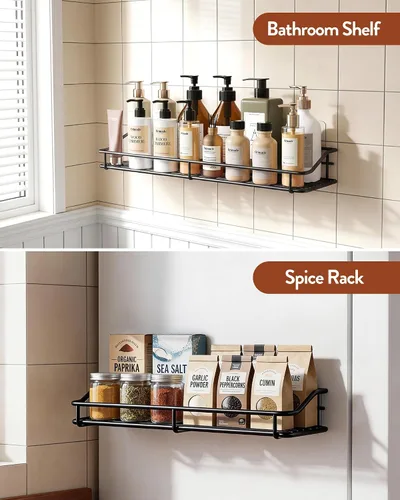 Vista 9 de Orimade Organizador adhesivo para baño, cesta de almacenamiento de ducha, estante de especias de cocina, sin perforaciones, acero inoxidable SUS304