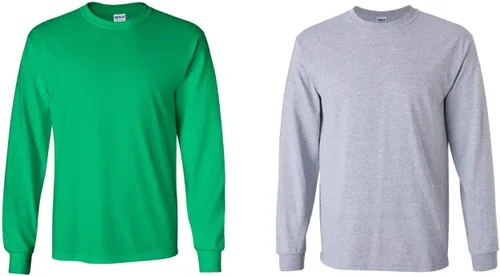 Vista 19 de Gildan - Camiseta de algodón y de manga larga para hombre, modelo G2400 (1) verde irlandés + (1) negro