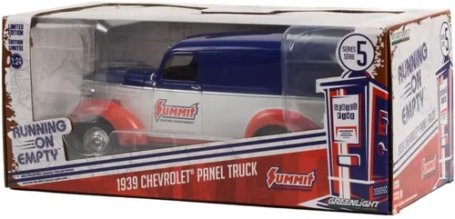 Vista 4 de ModelToyCars 1939 Chevy Panel Truck - Equipo de carreras Summit, rojo - Greenlight 85061 - Coche fundido a presión a escala 1/24