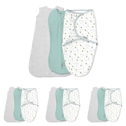 Vista 20 de SwaddleMe by Ingenuity - Manta para bebé para todas las estaciones, 2 capas de giro rápido para cambiar de 1.0 a 2.5 TOG, tamaño 0-3 meses, 7-14