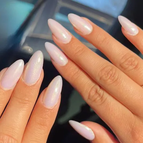 Vista 12 de GLAMERMAID Uñas postizas a presión con forma de almendra mediana, uñas de gel con punta francesa estilo gótico negro ombré, uñas postizas acrílicas