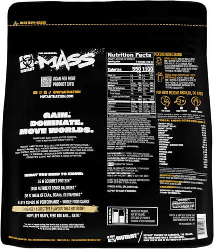 Vista 9 de Mutant Mass Proteína en polvo de ganancia de masa de peso, proteína en polvo alta en calorías para ganancia de masa, galletas y crema, 5 libras
